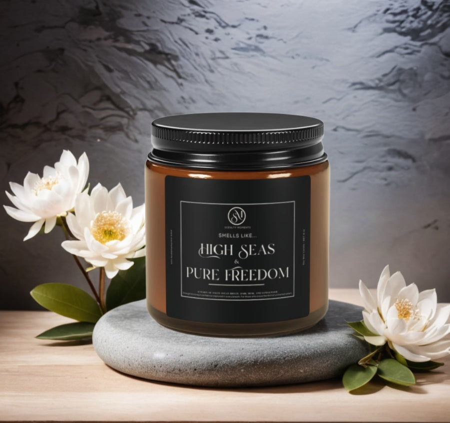 Smells Like...High Seas & Pure Freedom - The bold mix of salty ocean breeze, dark musk, and sandalwood. For those who crave the thrill of uncharted waters.